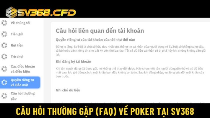 FAQ về Poker tại SV368 sẽ giúp bạn giải đáp mọi thắc mắc