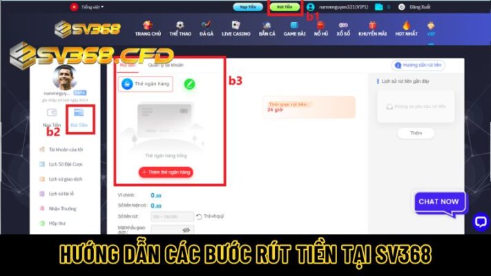 Hướng dẫn các bước rút tiền tại SV368