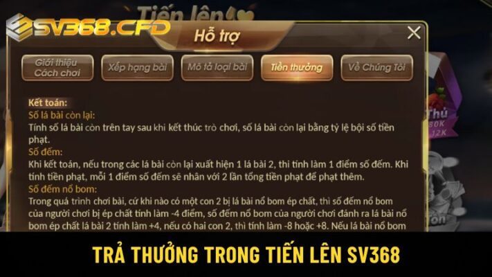 Trả thưởng trong tiến lên Sv368